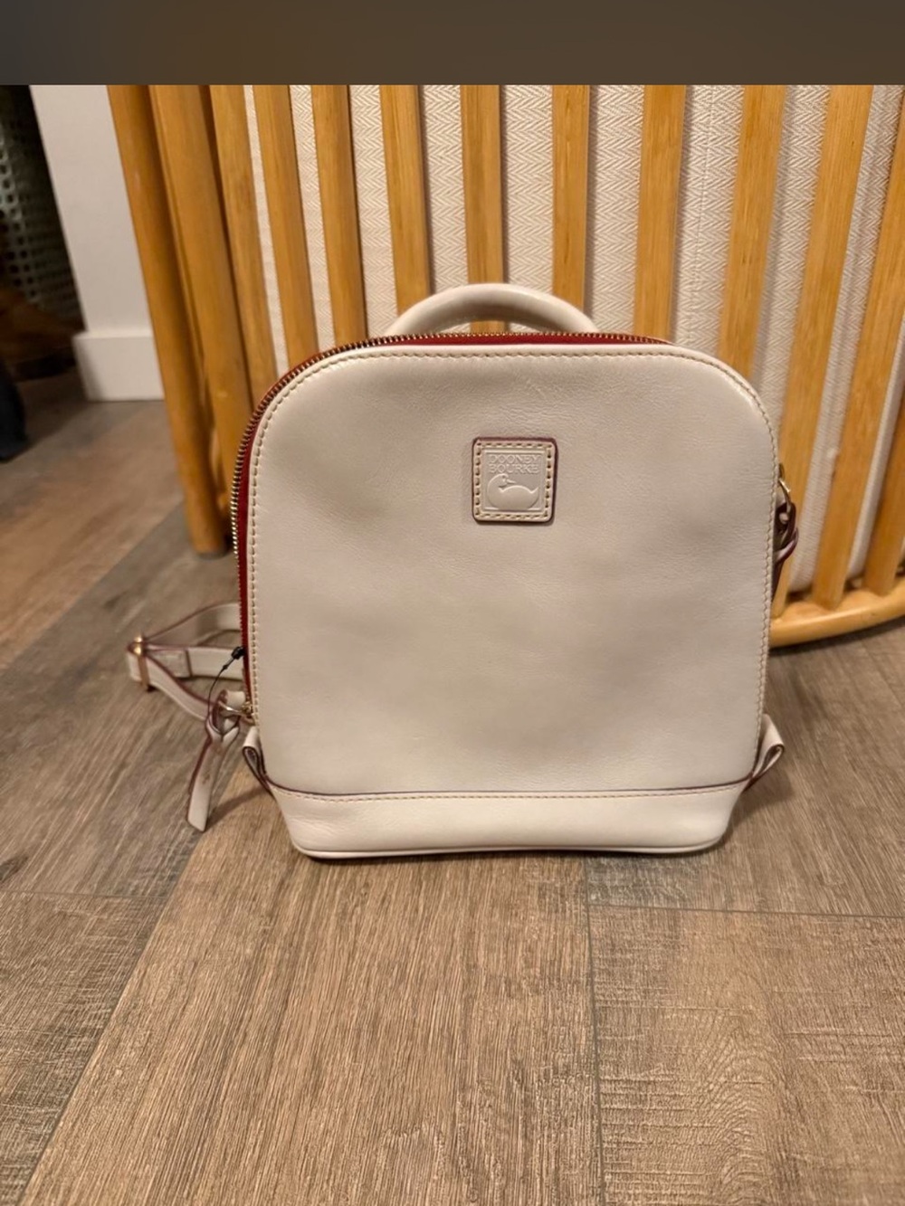 Dooney & Bourke Cream Leather Compact Backpack